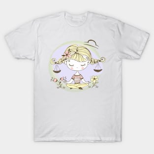 Zodiac Libra Cute Kid Design Horoscope Gift T-Shirt